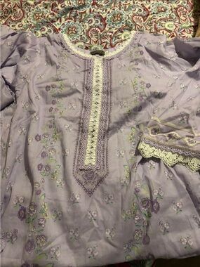 Lavender Floral Lace-Trim Women's 3 pc suit mausummery sz small